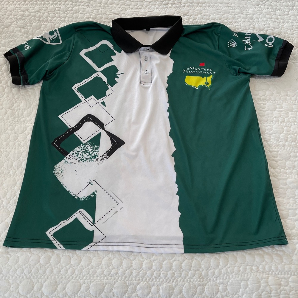 Mens Masters Tournament Golf Polo Shirt Green White XL‎ Rolex Callaway - Picture 4 of 8